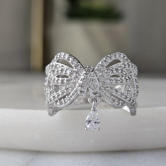 Deluxe Bow ring, 925 Sterling Silver Charmed Aroma Bow Collection - Picture 4 of 9